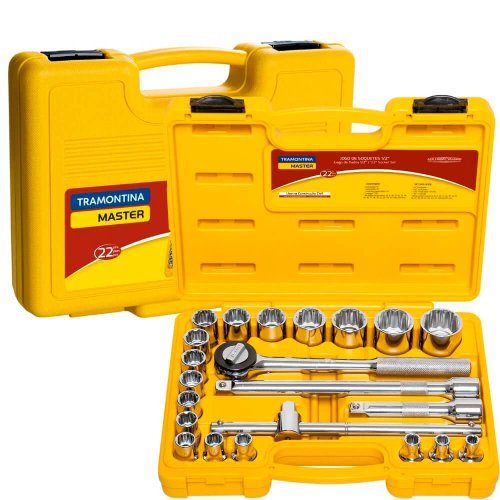 Maleta com Soquetes e Acessórios 1/2" 22 peças - Tramontina