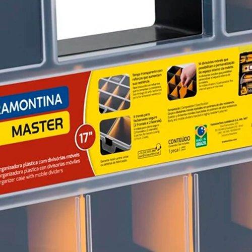Maleta Plástica Organizadora 17" com Divisórias Móveis - Tramontina