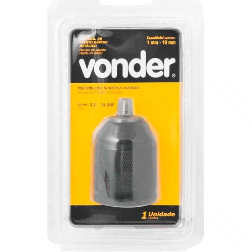 Mandril de Aperto Rápido Metálico 1mm - 10mm Rosca 3/8" - Vonder