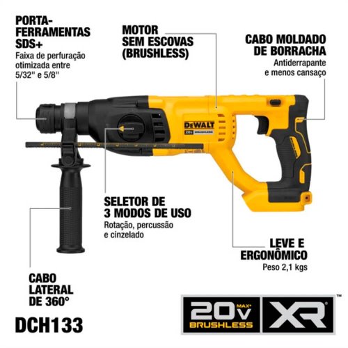 Martelete Rompedor 20V Max Brushless - DCH133B-B3 - Dewalt