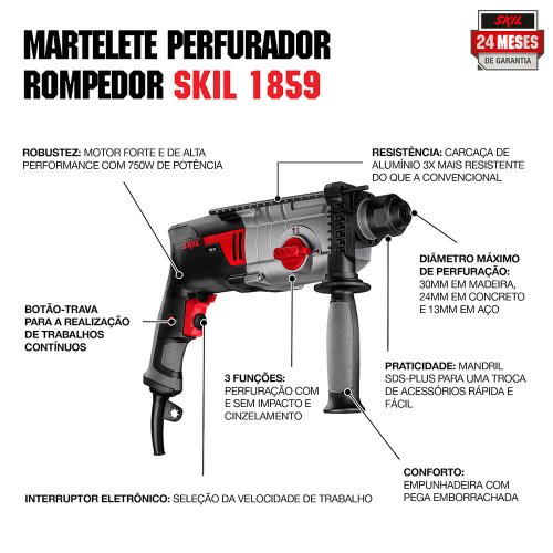 Martelete Rompedor Skil SDS-PLUS 1859 220V