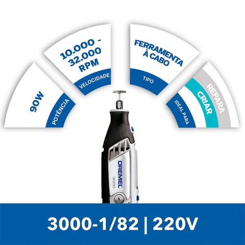 Micro Retifica Dremel com Eixo Flexível e 82 Acessórios 220V