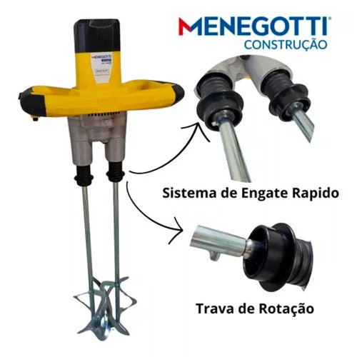 Misturador Elétrico Duplo de Argamassa e Tinta MEL 1800 220V - Menegotti