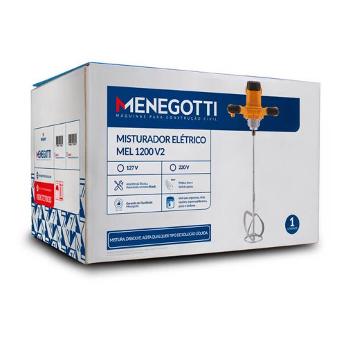 Misturador Elétrico para Argamassa e Tinta MEL 1200 MONO 220V 60HZ 1200W - Menegotti