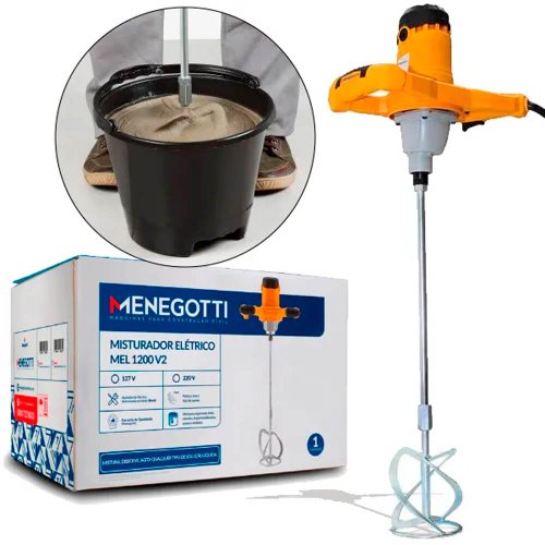 Misturador Elétrico para Argamassa e Tinta MEL 1200 MONO 220V 60HZ 1200W - Menegotti
