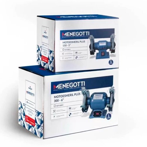 Motoesmeril Elétrico PLUS 300-06" com Visor com Abrasivos - Menegotti