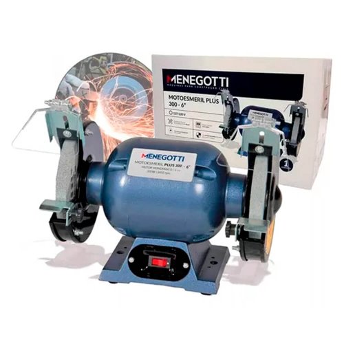 Motoesmeril Elétrico PLUS 300-06" com Visor com Abrasivos - Menegotti