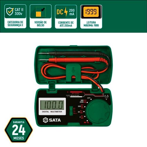 Multímetro Digital de Bolso CAT II - Sata