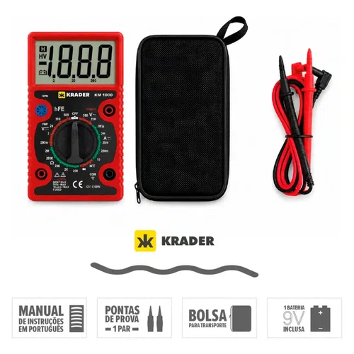 Multímetro Digital Profissional KM-1000 500V/10ª - Krader