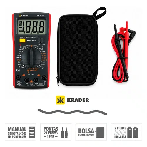Multímetro Digital Profissional KM-1100 AC/DC - Krader