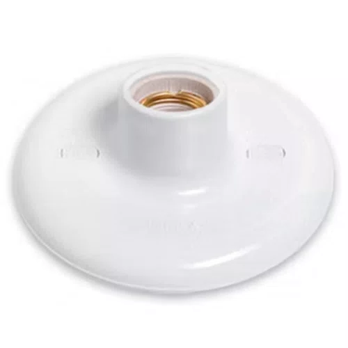 Plafon com Bocal de Porcelana 100W Branco - Pluzie