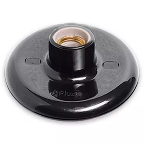 Plafon com Bocal de Porcelana 100W Preto - Pluzie