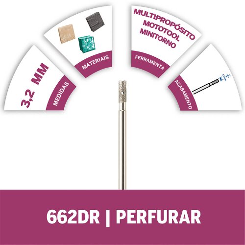 Ponta de Broca Diamantado Para Vidro 662DR - Dremel