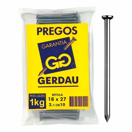 Prego de Aço com Cabeça Gerdau 18 x 27 (2.1/2 x 10) 1kg