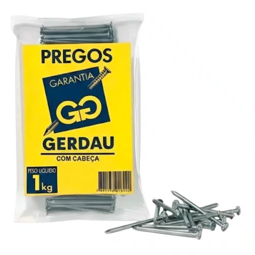 Prego de Aço com Cabeça Gerdau 19 x 36 (3.1/4" x 9) 1kg