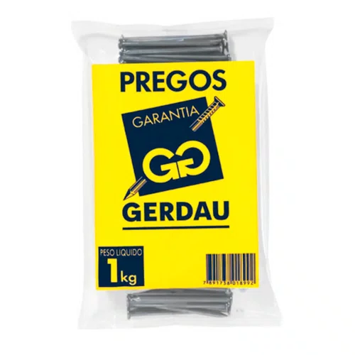 Prego de Aço com Cabeça Gerdau 22 x 48 (1/4" x 5) 1kg
