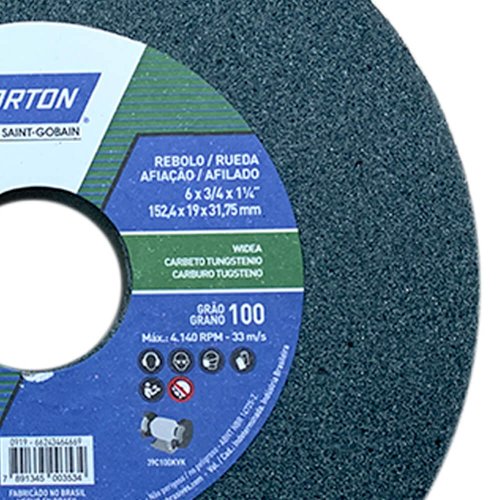 Rebolo Reto 39C100 6" x 3/4" x 1.1/4" - Norton