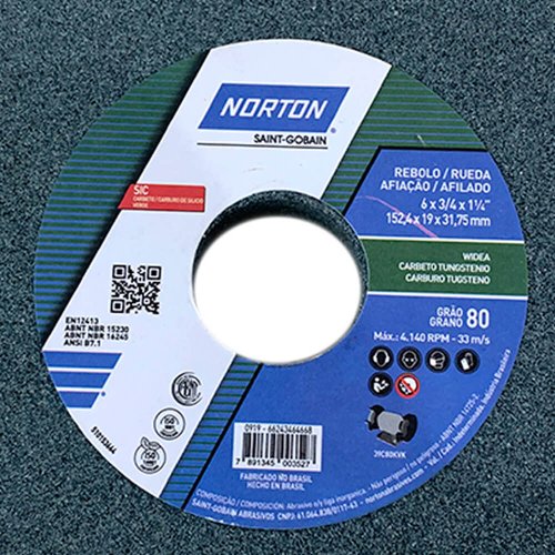 Rebolo Reto 39C80 6 x 3/4 x 1.1/4" - Norton