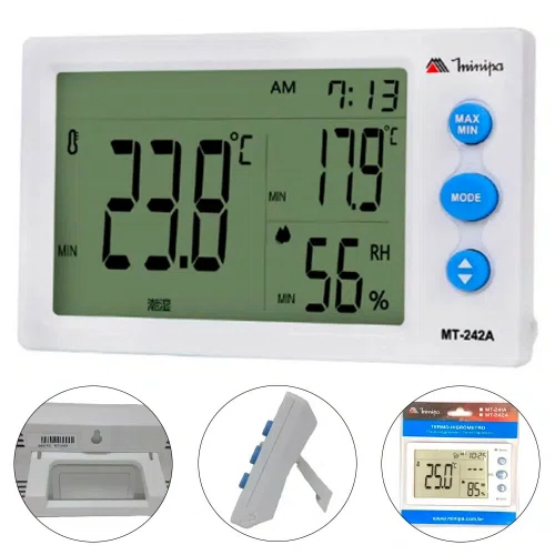 Relógio Termo-Higrômetro Sensor Interno MT-242B - Minipa