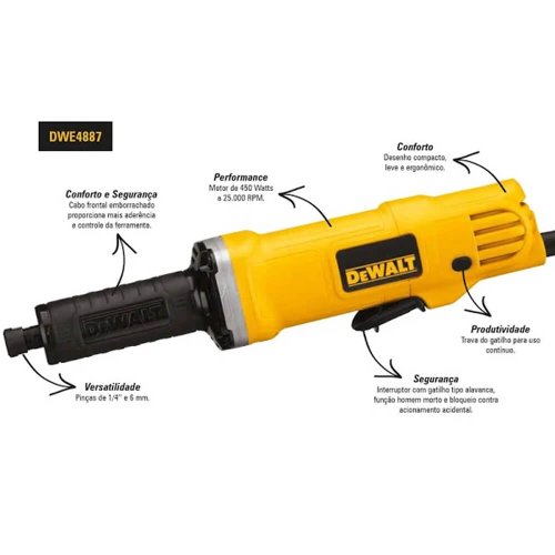 Retificadeira 1.1/2" 450W 220V - DWE4887-B2 - Dewalt