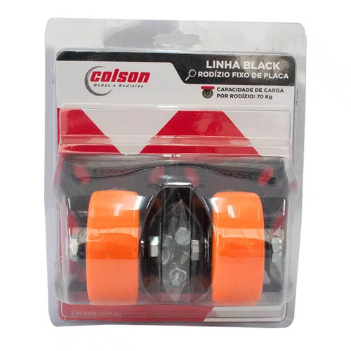 Rodízio com Base Fixa Polietileno Sem Trava 75mm Laranja - Colson