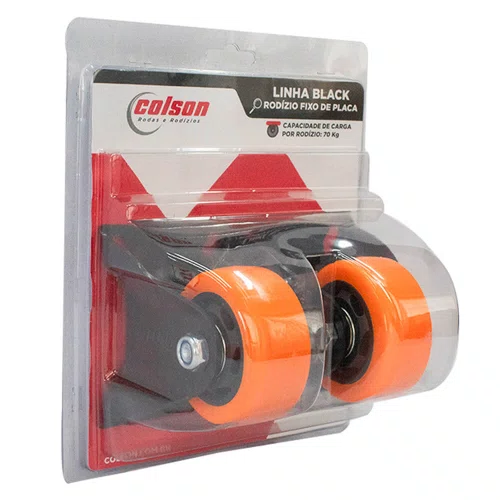 Rodízio com Base Fixa Polietileno Sem Trava 75mm Laranja - Colson