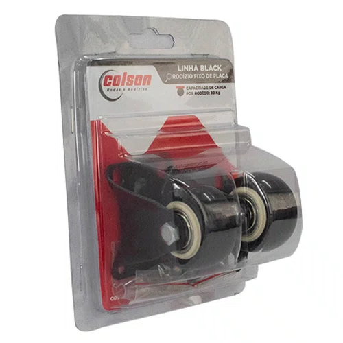Rodízio Fixo Black 41mm 30kg com Placa e Roda Preto - Colson
