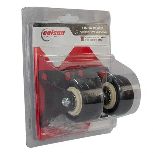 Rodízio Fixo  Black 50mm 50kg com Placa e Roda Preto - Colson