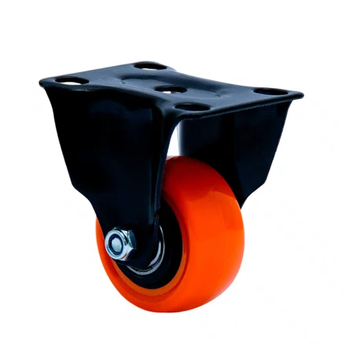 Rodízio Fixo Black 50mm 50kg com Placa Roda Laranja - Colson