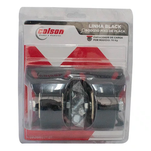 Rodízio Fixo Black 75mm 70kg com Poliuretano  Preto - Colson