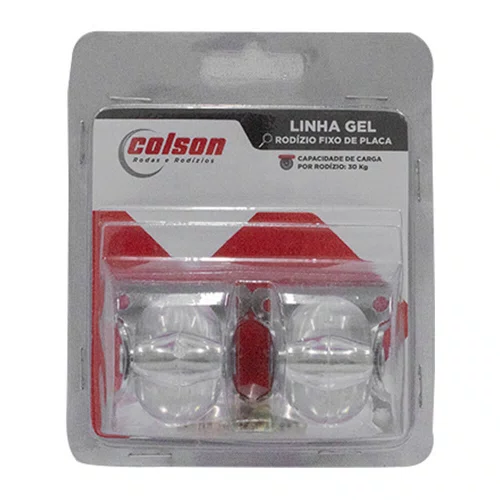 Rodízio Fixo Série Gel 35mm 30kg com Placa e Roda Transparente - Colson