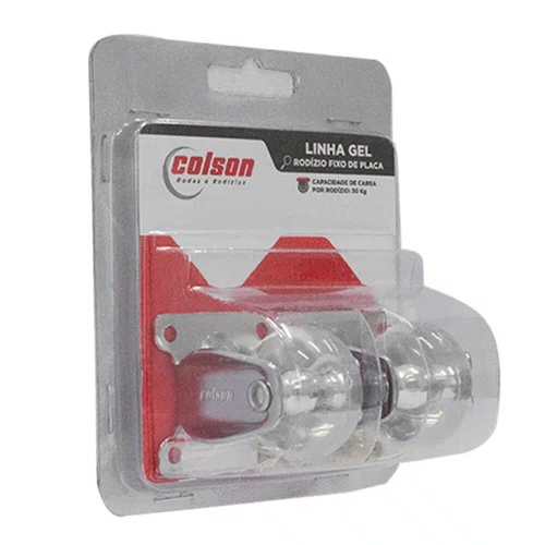Rodízio Fixo Série Gel 35mm 30kg com Placa e Roda Transparente - Colson