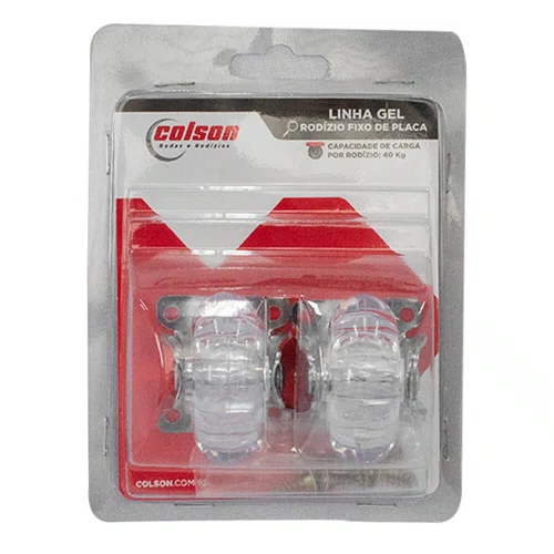 Rodízio Fixo Série Gel 50mm 40kg com Placa e Roda Transparente - Colson