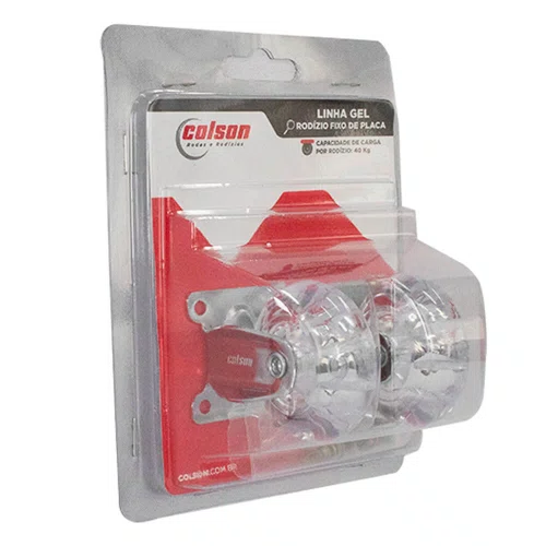 Rodízio Fixo Série Gel 50mm 40kg com Placa e Roda Transparente - Colson