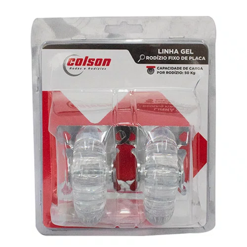Rodízio Fixo Série Gel 75mm 50kg com Placa Roda Transparente - Colson