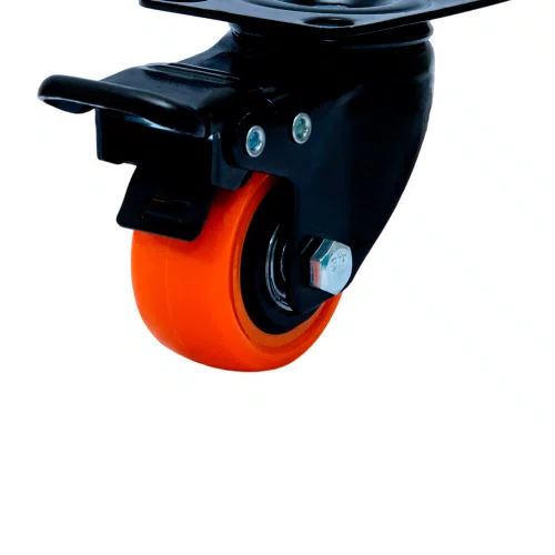 Rodízio Giratório Black 41mm 30kg com Placa e Freio e Roda Laranja - Colson