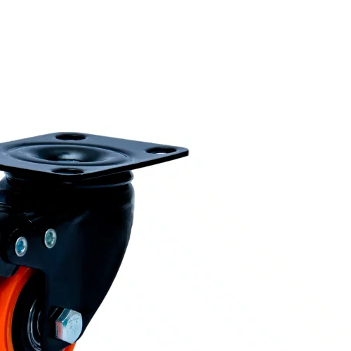 Rodízio Giratório Black 41mm 30kg com Placa e Freio e Roda Laranja - Colson