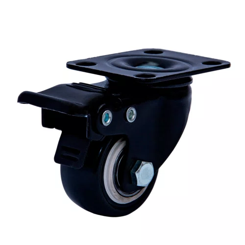 Rodízio Giratório Black 41mm 30kg com Placa e Freio e Roda Preto - Colson