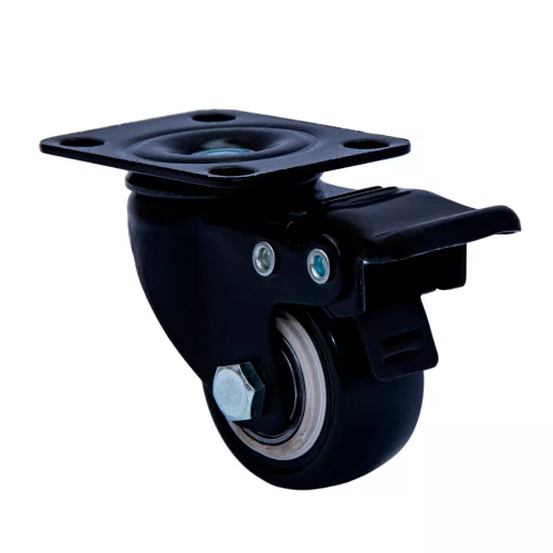 Rodízio Giratório Black 41mm 30kg com Placa e Freio e Roda Preto - Colson