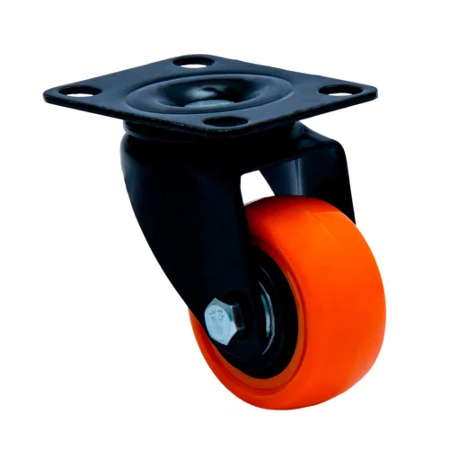 Rodízio Giratório Black 41mm 30kg com Placa Roda Laranja - Colson