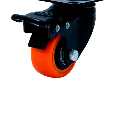 Rodízio Giratório Black 50mm 50kg com Placa e com Freio Roda Laranja - Colson