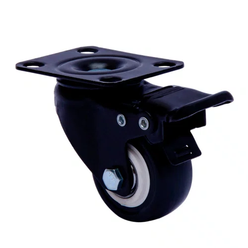 Rodízio Giratório Black 50mm 50kg com Placa e Freio Roda Preto - Colson