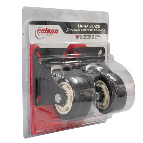 Rodízio Giratório Com Freio Black 75mm 70kg Polietileno Preto - Colson