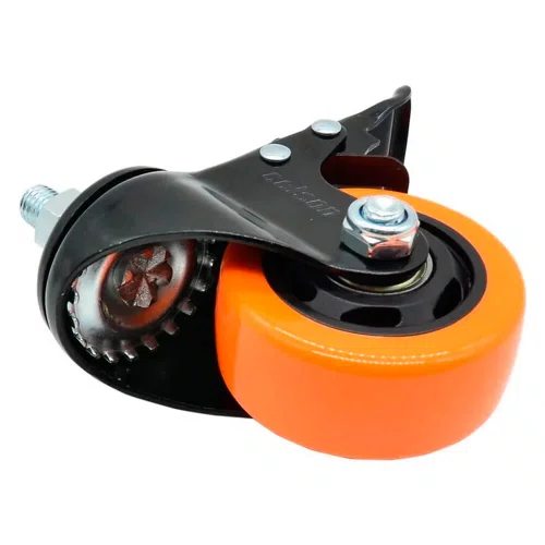Rodízio Giratório com Freio Roda Laranja 75mm - Colson
