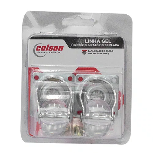 Rodízio Giratório Série Gel 35mm 30kg com Placa e Roda Transparente - Colson