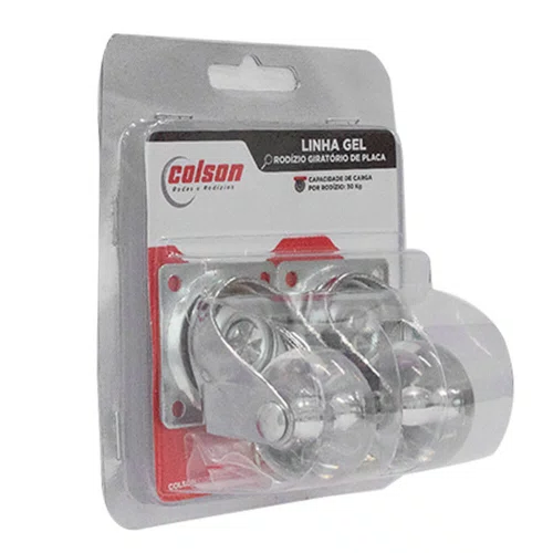 Rodízio Giratório Série Gel 35mm 30kg com Placa e Roda Transparente - Colson