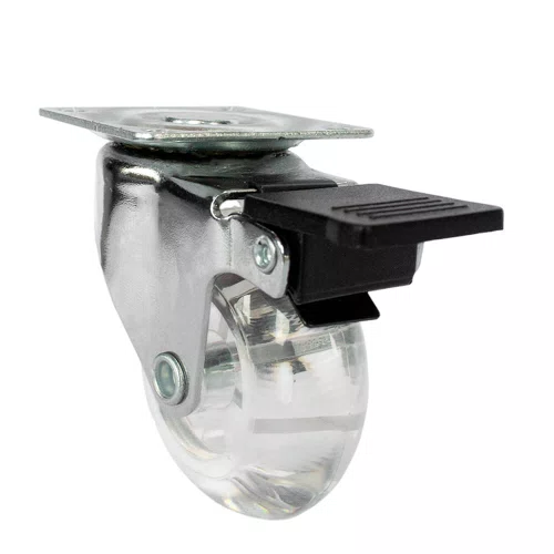 Rodízio Giratório Série Gel 50mm 40kg com Placa e Freio Roda Transparente - Colson