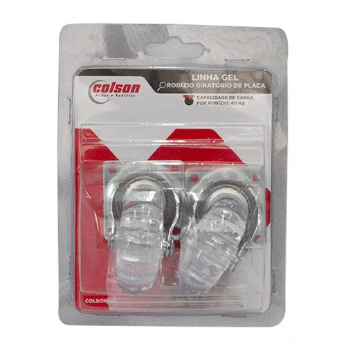 Rodízio Giratório Série Gel 50mm 40kg com Placa Roda Transparente - Colson