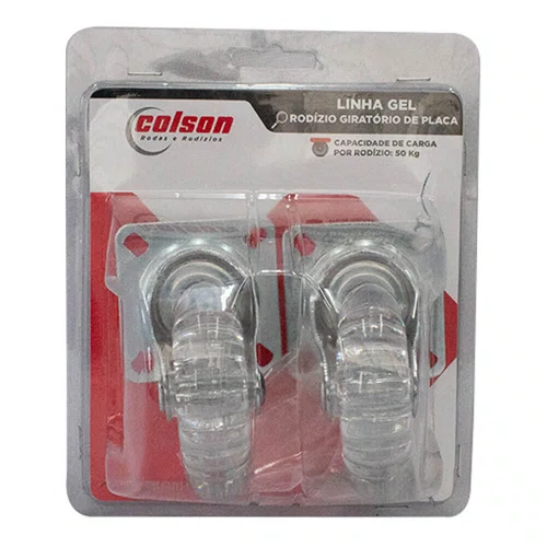 Rodízio Giratório Série Gel com Placa 75mm 50kg Transparente - Colson