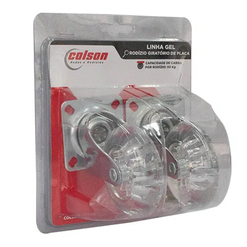 Rodízio Giratório Série Gel com Placa 75mm 50kg Transparente - Colson
